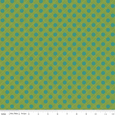 Fat Quarter End of Bolt - SALE Snowed In Sketched Dots C10817 Green - Riley Blake - Christmas Polka Dot Dotted - Quilting Cotton Fabric