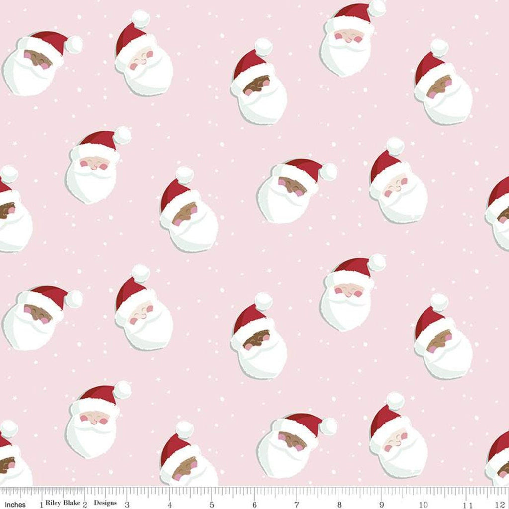 SALE Holly Holiday Santas C10881 Petal Pink - Riley Blake Designs - Christmas Santa Claus Dots - Quilting Cotton Fabric