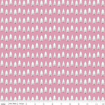 SALE Holly Holiday Trees C10883 Rose - Riley Blake Designs - Christmas Pines Pine Trees Pink White - Quilting Cotton Fabric