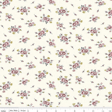 15" End of Bolt - Exquisite Blooms SC10703 Cream SPARKLE - Riley Blake Designs - Floral Flowers Roses Gold SPARKLE - Quilting Cotton