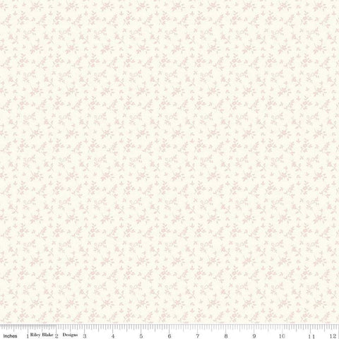 Fat Quarter End of Bolt - Exquisite Stems C10705 Cream - Riley Blake Designs - Floral Pink Flowers on Cream - Quilting Cotton Fabric