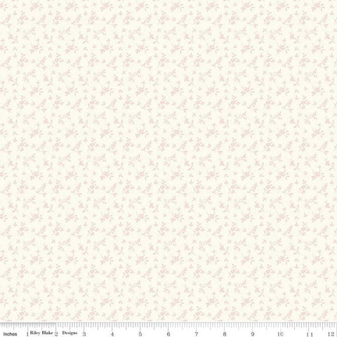 21" End of Bolt - Exquisite Stems C10705 Cream - Riley Blake Designs - Floral Pink Flowers on Cream - Quilting Cotton Fabric