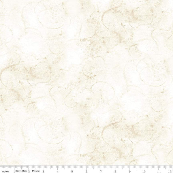 1yd 8" End of Bolt Piece - SALE Painter's Watercolor Swirl BACK WB680 Aged White - Riley Blake - 107/108" Wide - Quilting Cotton Fabric