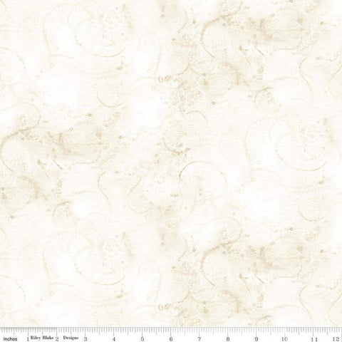 1yd 8" End of Bolt Piece - SALE Painter's Watercolor Swirl BACK WB680 Aged White - Riley Blake - 107/108" Wide - Quilting Cotton Fabric