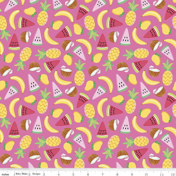 1 Yard End of Bolt - CLEARANCE Rainbowfruit Let's Get Coconuts C10891 Hot Pink - Riley Blake - Fruit Watermelon - Quilting Cotton Fabric
