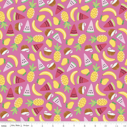 1 Yard End of Bolt - CLEARANCE Rainbowfruit Let's Get Coconuts C10891 Hot Pink - Riley Blake - Fruit Watermelon - Quilting Cotton Fabric