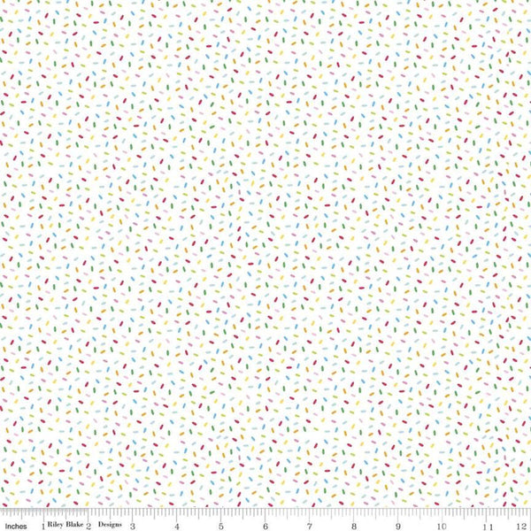 30" End of Bolt Piece - SALE Rainbowfruit Let's Chill C10895 White - Riley Blake Designs - Confetti Sprinkles - Quilting Cotton Fabric