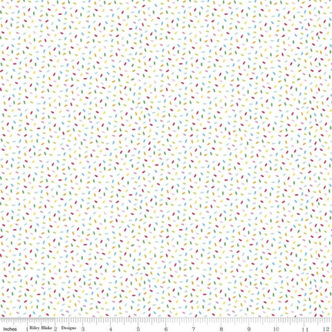 30" End of Bolt Piece - SALE Rainbowfruit Let's Chill C10895 White - Riley Blake Designs - Confetti Sprinkles - Quilting Cotton Fabric