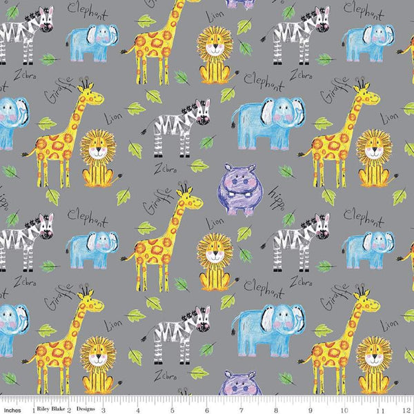 15" End of Bolt - SALE Colorful Friends Main C11010 Granite - Riley Blake Designs - Crayola - Quilting Cotton Fabric - Licensed Product