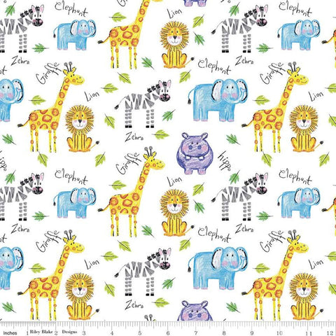 Fat Quarter End of Bolt - Friends Main C11010 White - Riley Blake Designs - Crayola Crayons - Quilting Cotton Fabric - Licensed Product