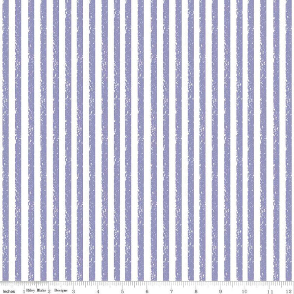 Crayola Stripe C685 Wisteria - Riley Blake Designs - Crayon-Drawn Stripes Striped Purple White - Quilting Cotton Fabric - Licensed Product