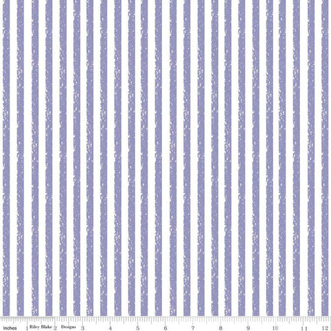 Crayola Stripe C685 Wisteria - Riley Blake Designs - Crayon-Drawn Stripes Striped Purple White - Quilting Cotton Fabric