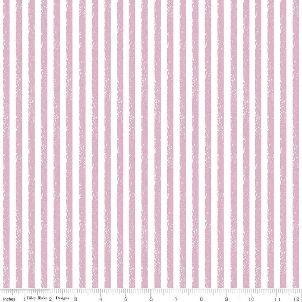 SALE Crayola Stripe C685 Bubble Bath - Riley Blake Designs - Crayon-Drawn Stripes Striped Pink - Quilting Cotton Fabric - Licensed Product