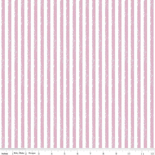 SALE Crayola Stripe C685 Bubble Bath - Riley Blake Designs - Crayon-Drawn Stripes Striped Pink - Quilting Cotton Fabric - Licensed Product