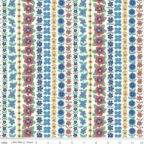 Fat Quarter End of Bolt - SALE The Carnaby Collection Bohemian Brights Soho Stripe C 04775943 - Riley Blake - Liberty - Quilting Cotton