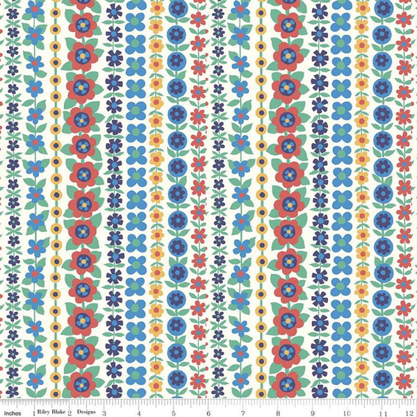 Fat Quarter End of Bolt - SALE The Carnaby Collection Bohemian Brights Soho Stripe C 04775943 - Riley Blake - Liberty - Quilting Cotton