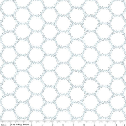 Fat Quarter End of Bolt - CLEARANCE Winterland Hexi Holly C10712 Off White - Riley Blake - Blue Geometric - Quilting Cotton Fabric