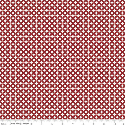 28" End of Bolt - CLEARANCE Winterland Cut Crystal C10714 Red - Riley Blake - Geometric Off White Red - Quilting Cotton Fabric