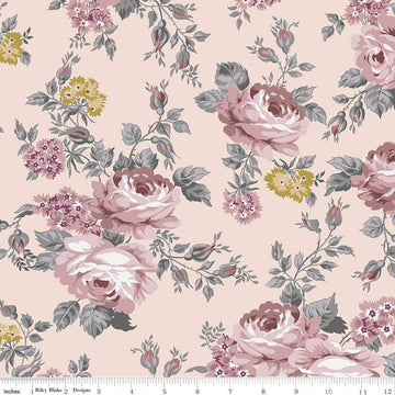 17" End of Bolt - SALE Exquisite Main SC10700 Blush SPARKLE - Riley Blake Designs - Floral Flowers Pink Gold SPARKLE - Quilting Cotton