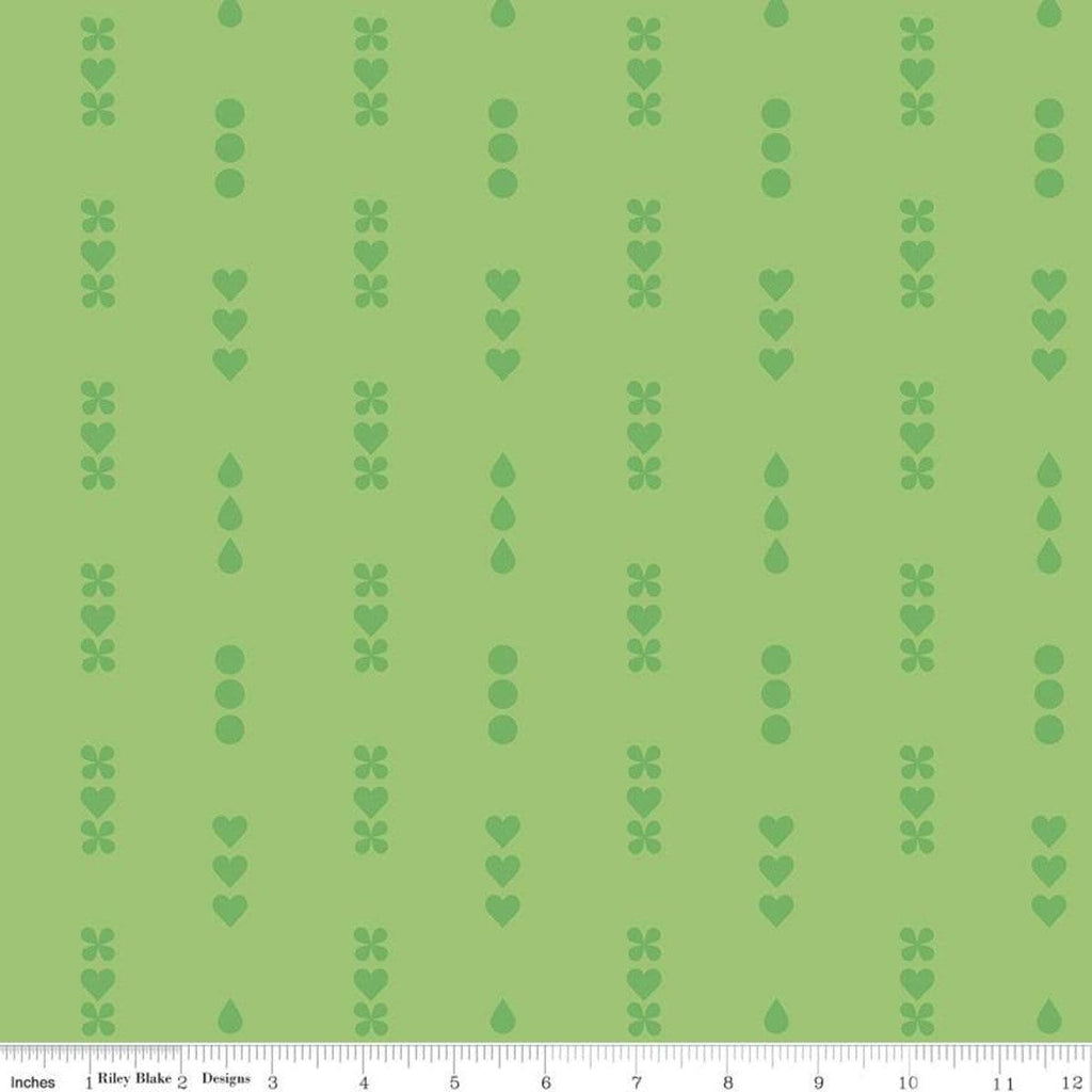 CLEARANCE Dream Lullaby C10773 Green - Riley Blake Designs - Tone-on-Tone Flowers Hearts Circles - Quilting Cotton