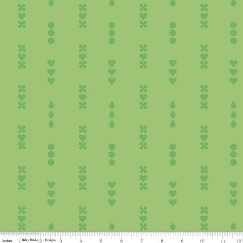 CLEARANCE Dream Lullaby C10773 Green - Riley Blake Designs - Tone-on-Tone Flowers Hearts Circles - Quilting Cotton