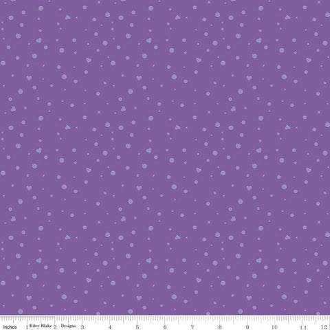 Fat Quarter End of Bolt - SALE Dream Scatter Love C10776 Grape  - Riley Blake Designs - Hearts Dots Purple - Quilting Cotton Fabric