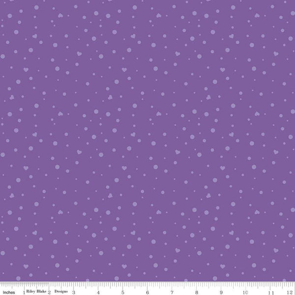 16" End of Bolt - SALE Dream Scatter Love C10776 Grape  - Riley Blake Designs - Hearts Dots Purple - Quilting Cotton Fabric