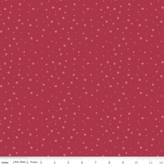 21" End of Bolt Piece - SALE Dream Scatter Love C10776 Red - Riley Blake Designs - Hearts Dots - Quilting Cotton