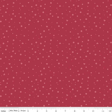 9" End of Bolt Piece - SALE Dream Scatter Love C10776 Red - Riley Blake Designs - Hearts Dots - Quilting Cotton