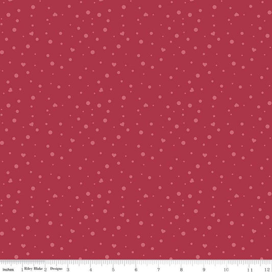9" End of Bolt Piece - SALE Dream Scatter Love C10776 Red - Riley Blake Designs - Hearts Dots - Quilting Cotton