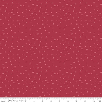 9" End of Bolt Piece - SALE Dream Scatter Love C10776 Red - Riley Blake Designs - Hearts Dots - Quilting Cotton
