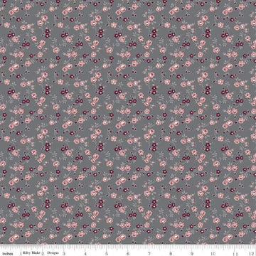 Fat Quarter End of Bolt - Exquisite Vines C10704 Charcoal - Riley Blake Designs - Floral Flowers Roses Leaves Gray - Quilting Cotton Fabric