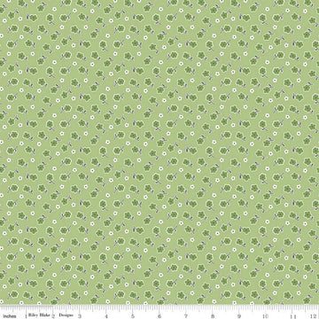 Fat Quarter End of Bolt - Stitch Bloom C10925 Green - Riley Blake Designs - Floral Flowers - Lori Holt - Quilting Cotton Fabric