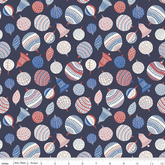 SUPER SALE! Fat Quarter End of Bolt - The Merry & Bright Collection Bauble Bonanza B 04775929 - Riley Blake -Christmas-Liberty-Cotton