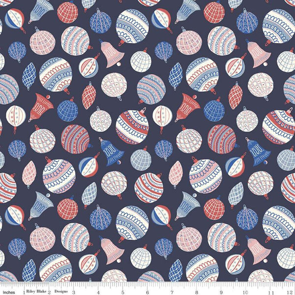 CLEARANCE 9" End of Bolt - The Merry and Bright Collection Bauble Bonanza B 04775929 - Riley Blake- Christmas- Liberty - Quilt Cotton