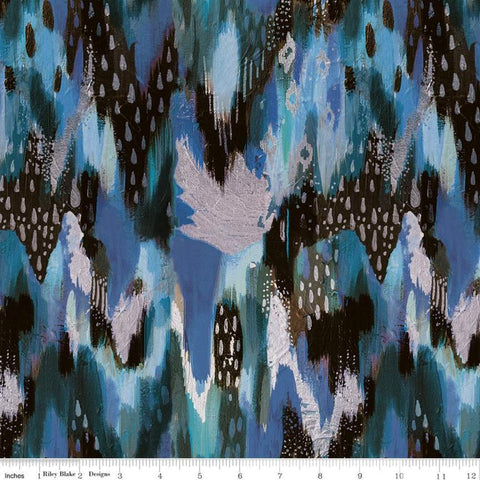 20" End of Bolt - SALE KNIT Brush Strokes KD11242 Cool - Riley Blake Designs - Blue - Digitally Printed Jersey KNIT Cotton Stretch Fabric