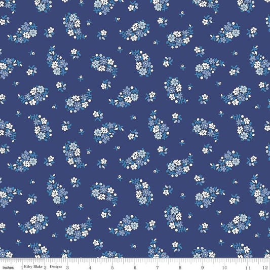 18" End of Bolt - SALE The Carnaby Collection Retro Indigo Portobello Paisley B 04775942 Riley Blake Floral Liberty Fabrics Quilting Cotton