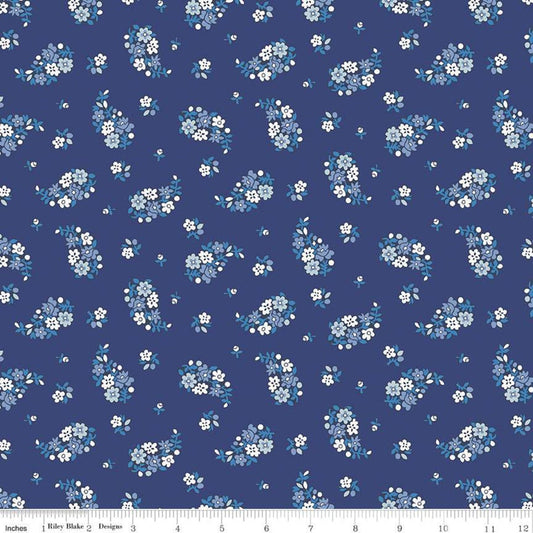 18" End of Bolt - SALE The Carnaby Collection Retro Indigo Portobello Paisley B 04775942 Riley Blake Floral Liberty Fabrics Quilting Cotton