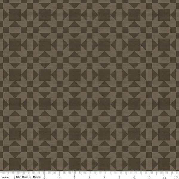 31" End of Bolt - SALE Barn Quilt Sister's Choice C11052 Brown - Riley Blake - Tone-on-Tone Printed Quilt Blocks - Quilting Cotton Fabric