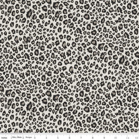 18" End of Bolt - Animal Kingdom Leopard Mini C696 Gray - Riley Blake Designs - Animal Print Spots - Quilting Cotton Fabric
