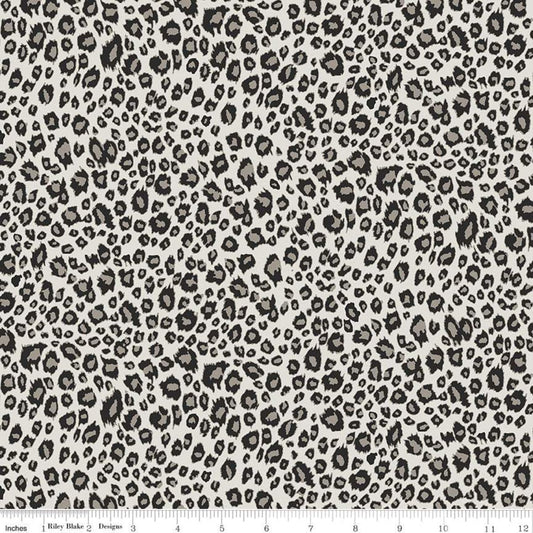 18" End of Bolt - Animal Kingdom Leopard Mini C696 Gray - Riley Blake Designs - Animal Print Spots - Quilting Cotton Fabric