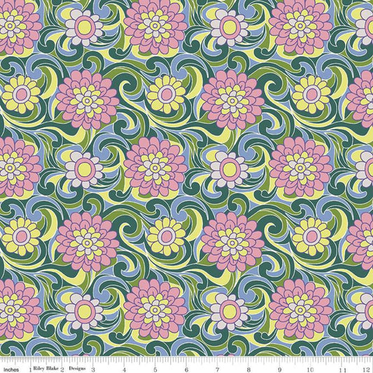 16" End of Bolt - CLEARANCE The Carnaby Collection Daydream Carnation Carnival B 04775951 - Riley Blake - Liberty - Quilting Cotton Fabric
