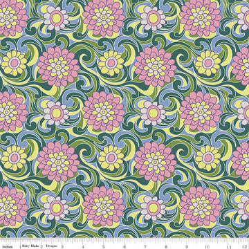 16" End of Bolt - CLEARANCE The Carnaby Collection Daydream Carnation Carnival B 04775951 - Riley Blake - Liberty - Quilting Cotton Fabric