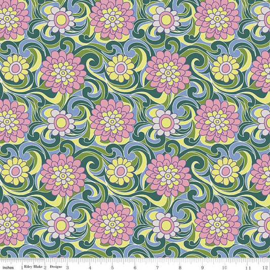 16" End of Bolt - CLEARANCE The Carnaby Collection Daydream Carnation Carnival B 04775951 - Riley Blake - Liberty - Quilting Cotton Fabric