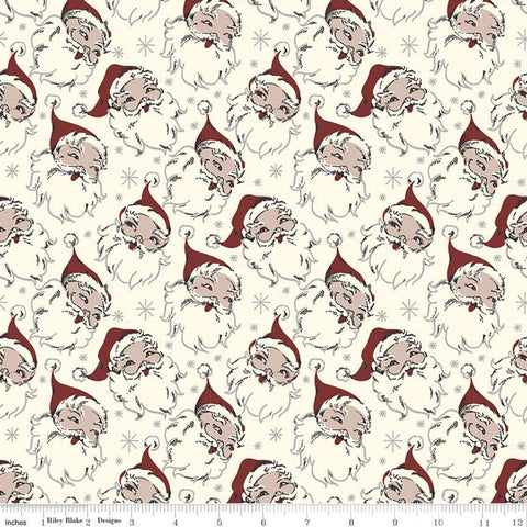 SALE Christmas at Buttermilk Acres Santa C10900 Cream - Riley Blake Designs - Santas Santa Claus - Quilting Cotton Fabric