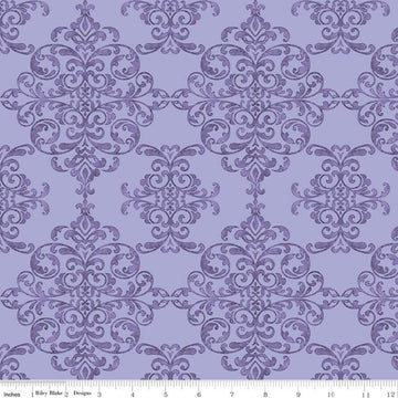 31" End of Bolt - Lucy June Damask C11222 Plum - Riley Blake Designs - Tone-on-Tone Purple - Quilting Cotton Fabric