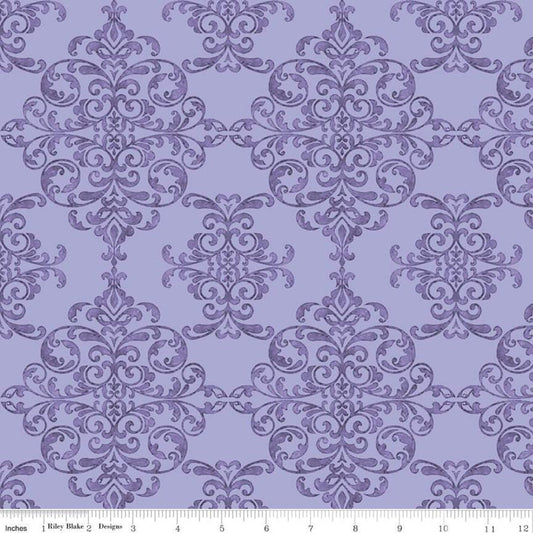 31" End of Bolt - Lucy June Damask C11222 Plum - Riley Blake Designs - Tone-on-Tone Purple - Quilting Cotton Fabric