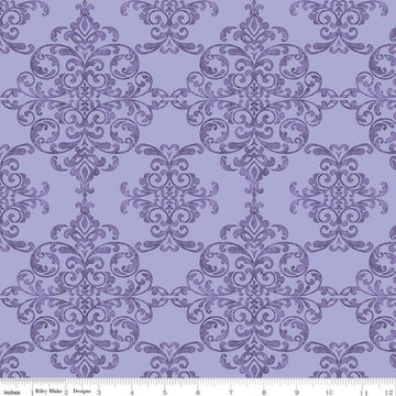 33" End of Bolt - Lucy June Damask C11222 Plum - Riley Blake Designs - Tone-on-Tone Purple - Quilting Cotton Fabric