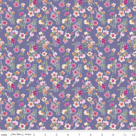 27" End of Bolt Piece - SALE Lucy June Stems C11224 Plum - Riley Blake Designs - Floral Flowers Purple - Quilting Cotton Fabric