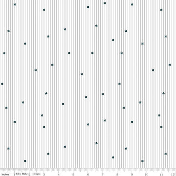 SALE Spotted Stripes C10847 Teal - Riley Blake Designs - Black Stripes on White Green Flowers - Quilting Cotton Fabric
